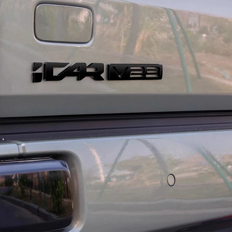 For Chery iCAR V23 iCAUR V23 2025 2026 Car Black Label Sticker Car Front Logo Frame Head Bumper Decor Sticker Cover Accessories