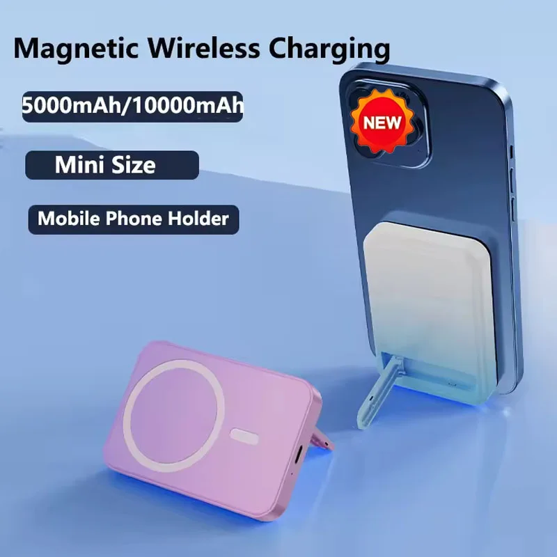 

10000mAh Magsafe Power Bank Magnetic Wireless Charger Powerbank With Stand for iPhone 16 15 Samsung Huawei Xiaomi Mini Poverbank