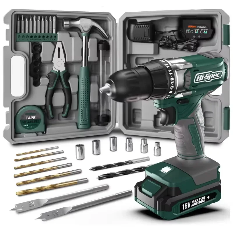 【CHIMU HOME】 18V Cordless Drill Driver Set 33-Piece with High Carbon Steel Bits for Home Improvement and DIY Projects