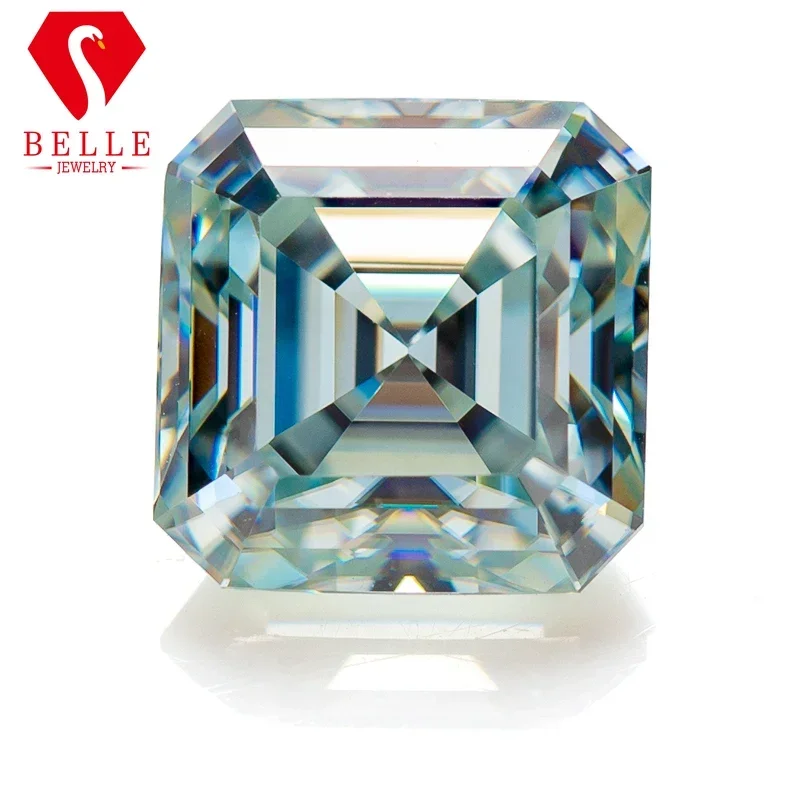 

Moissanite Stones BELLE Brilliant Aqua Blue Asscher Cut Loose Moissanite VVS1 GRA Certificated Hot Sale Diamond Beads Jewelry M