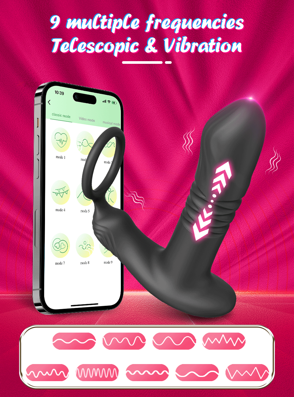 Male 2-in-1 Cock Ring and Anal Butt Plug Vibrator