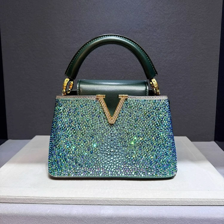 

Luxury Designer Brand High Quality Leather Set Diamond Handbag Women's Rhinestone Shoulder Crossbody Bag Сумка Женская Hot Sale