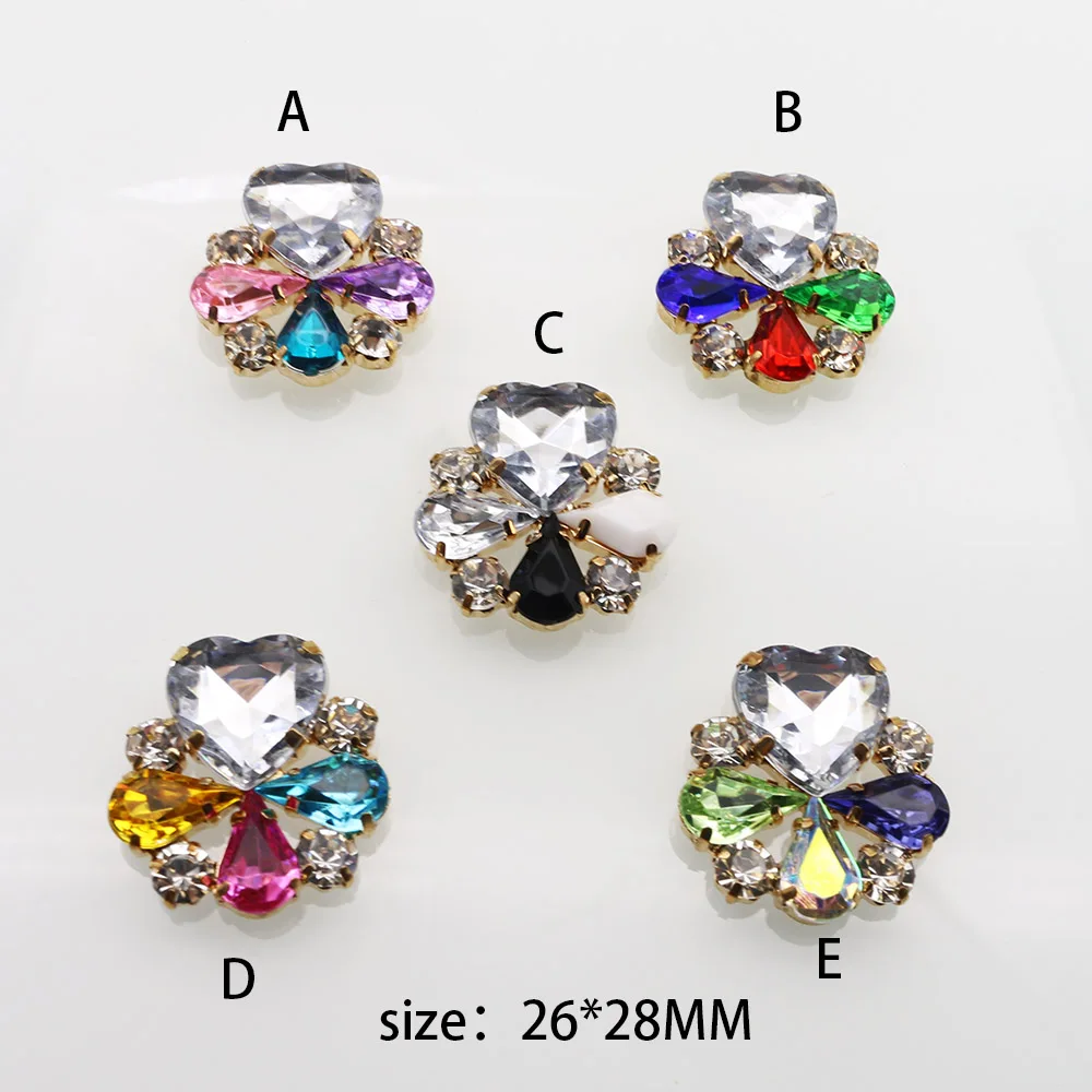 ティヌオミ色の樹脂フラワーボタン、ウォーターダイヤモンドクリスタル、DIY縫製、衣類装飾、アクセサリー、ピーチコア、26x28mm、2個