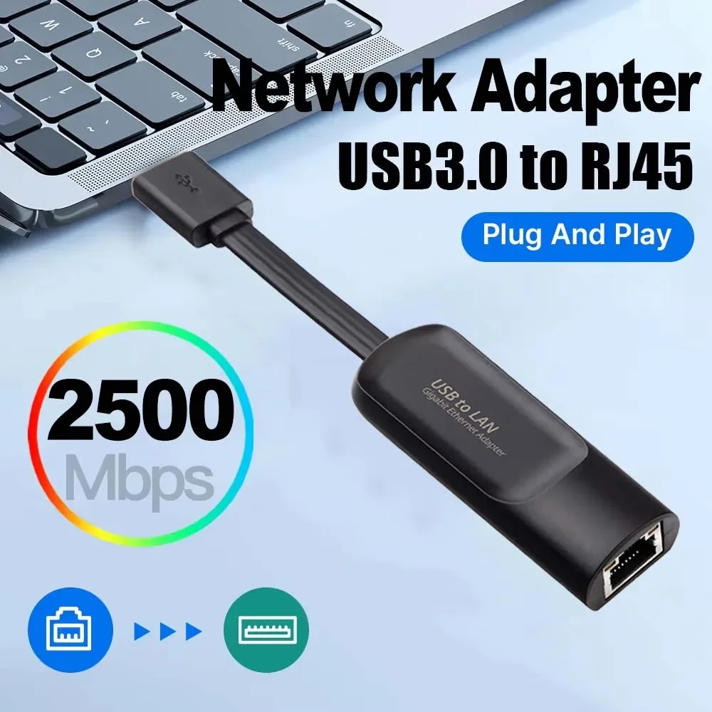 USB-адаптер Gigabit Ethernet, 2500 Мбит/с, сетевая карта USB 3.0 к драйверам RJ45 Lan, бесплатно для настольных компьютеров, ноутбуков, Macbook, аксессуаров для ПК