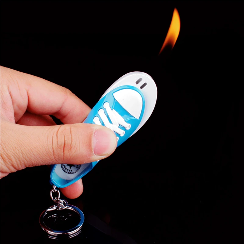 

Keychain Flat Shoes Lighter Inflatable Open Flame Butane Pendant Novel Lighter Creative Cigarette Accessories Personalized Gift