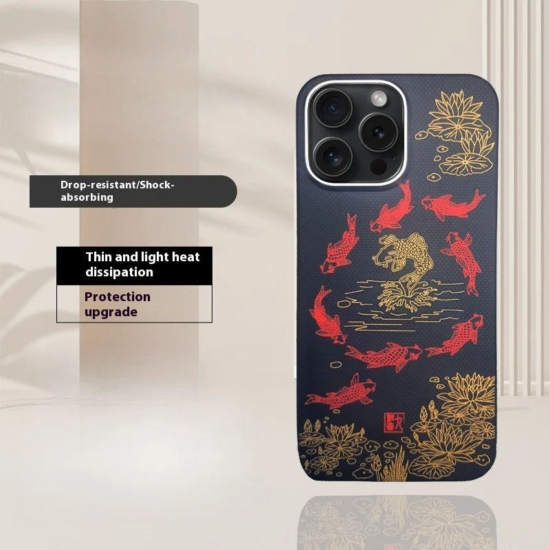 

For IPhone 15 16 Pro MAX Good Luck Design Carbon Fiber 600D Aramid Fiber Strong Magnetic Adsorption Suitable Phone Case