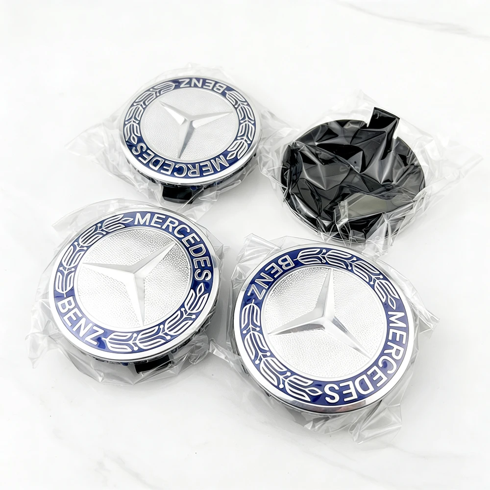 20 Stück 75mm Auto-Radnabenkappen-Abdeckungen mit Emblem für Mercedes Benz AMG B/C/E/S Klasse C43 C63 E43 E53 E63 GLC GLK CLA Zubehör