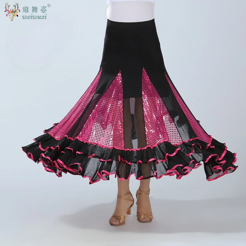 Nuove gonne da ballo da sala da donna Salsa latina Tango Gonne da ballo moderne Standard nazionale Valzer Concorso di flamenco Abito da ballo