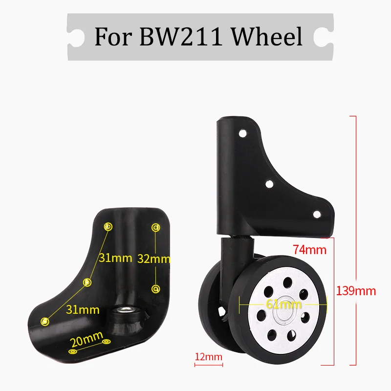 For BW211 Black Universal Wheel Replacement Suitcase Silent Smooth Shock Absorbing Durable Convenient Accessories Caster Wheels