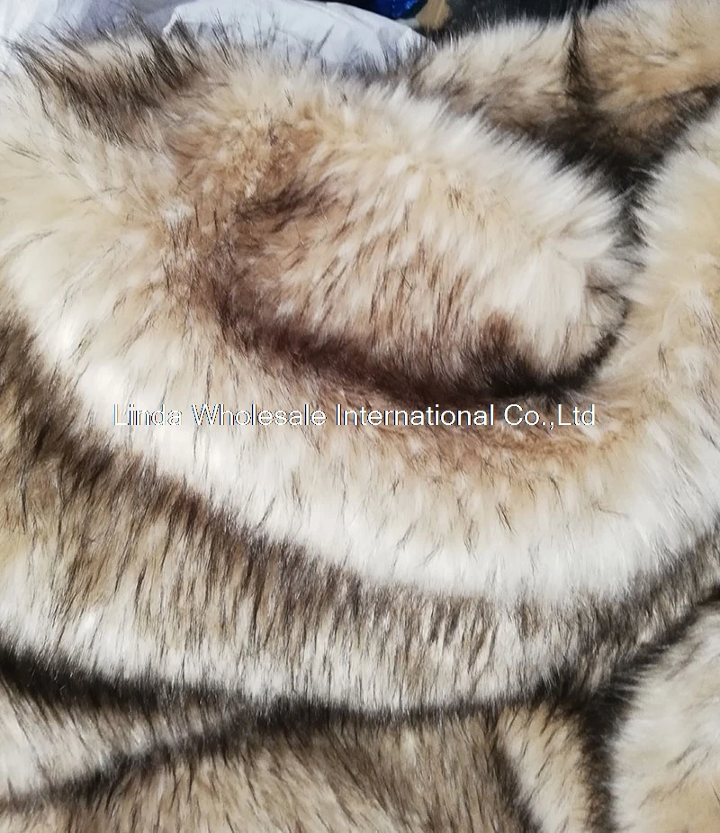 High-grade Apricot color thick imitation raccoon long plush fabric,Collar material,faux fur fabric