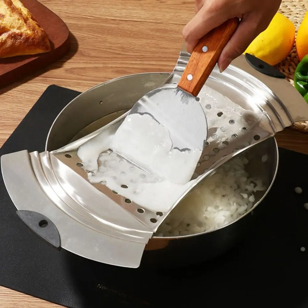 Silicone Grip Spaetzle Maker with Shovel Stainless Steel German Egg Noodle Maker Large Size Thickened Oil Filter Fried Foods