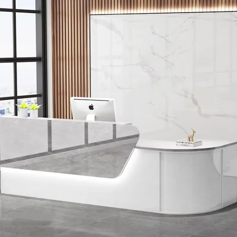 

Luxury Korean Reception De sk Counter Cash Register Wall Table Computer Desks Customer Center Reception Tisch Hotel Furniture