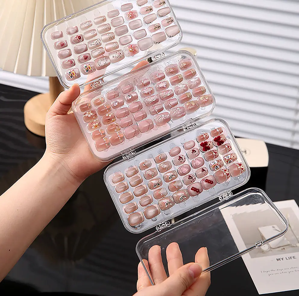 Nail salon transparent storage box for wearing armor, adhesive nail plate special foldable sealed dust-proof display cabinet jew