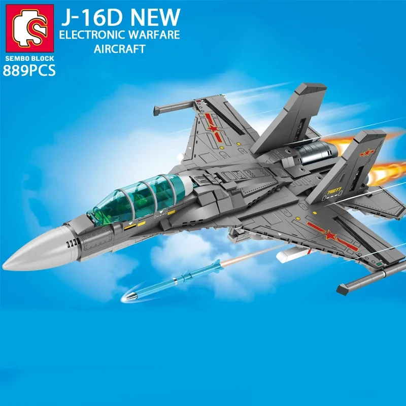 

889PCS J-16D Aerospace Aircraft Military Building Blocks DIY Airplane Toys Gifts Adult Child With Display Bracket