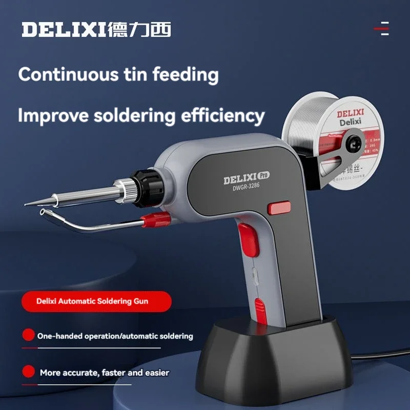 DELIXI 120W Electric Soldering Iron Set Professional Automatic Soldering Gun with Tin Holder High Power Home Welding Tools