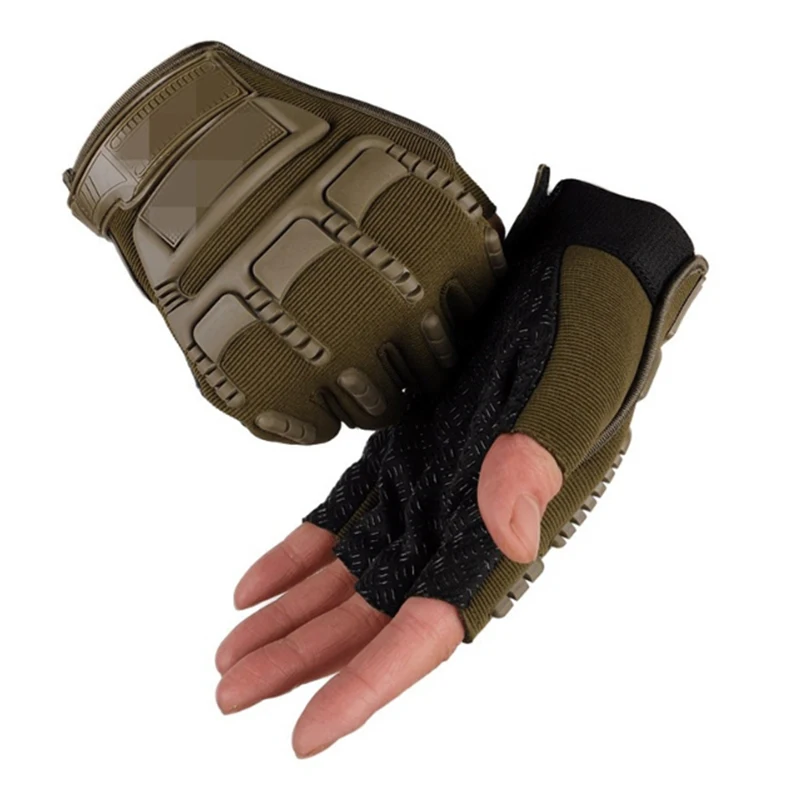 Guantes de medio dedo transpirables antideslizantes sin dedos para hombres, guantes tácticos para bicicleta, ciclismo, deporte, senderismo, equitación, mitones de pesca