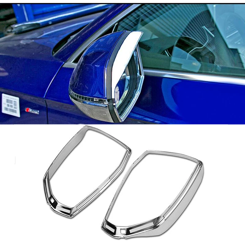 ABS Chrome Exterior Rearview Mirror Eyebrow Frame Cover 2 Pcs For Audi Q5 2018 Exterior Mirror Rain Snow Guard Sun Vent Cover