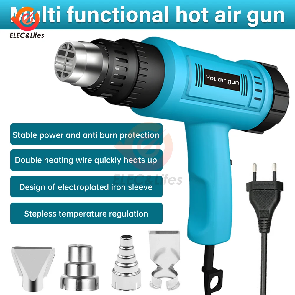 Imagem -02 - Industrial Cabelo Secador Heat Gun 2000w Secador de ar Quente para Solda Ventilador Térmico Estação de Solda Shrink Wrapping Tool