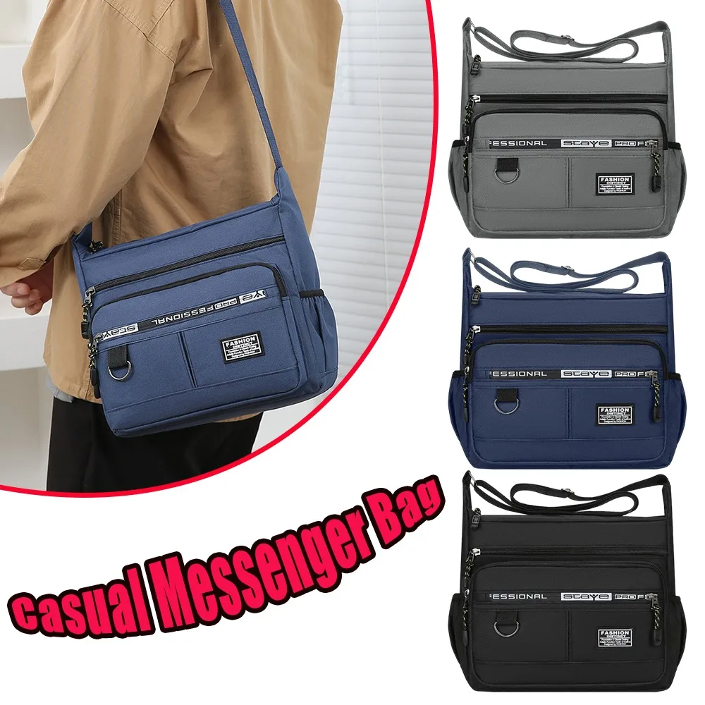 Mens Large Capacity Crossbody Bag Waterproof Messenger Sling Bag Outdoor Travel Sports Casual Shoulder Bag With Letters Print