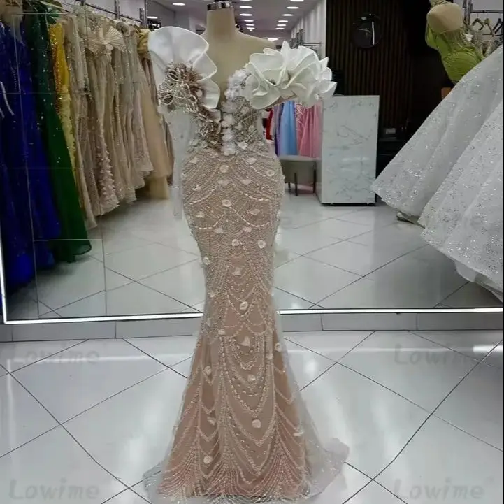 

Champagne Party Dresses One Shoulder Off Shoulder Ruffles Floral Evening Gown 2026 Women Gorgeous Cocktail Prom Dress Customized