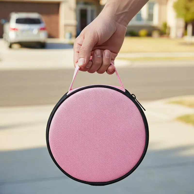 Portable CD DVD Storage Case 20 Capacity Eco-Friendly Oxford Cloth Round Holder Dual Use for Home Car Disc Organization