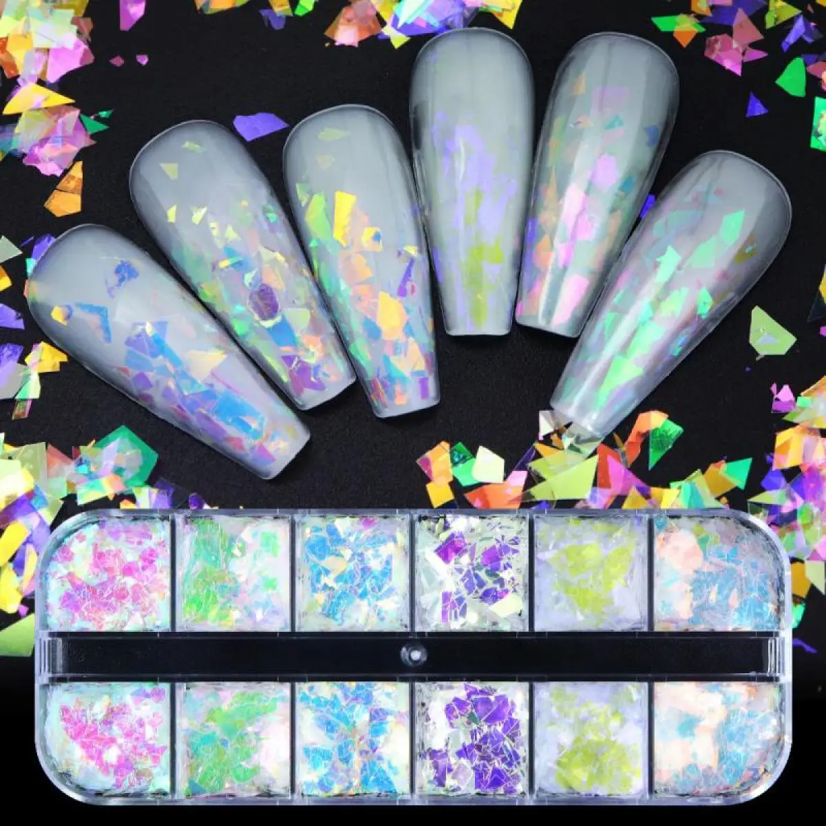 1 Box Polarized Dreamy Nail Glitter Irregular Simulation Cloud Brocade Nail Sequin Decoration Accessories for Manicure DIY