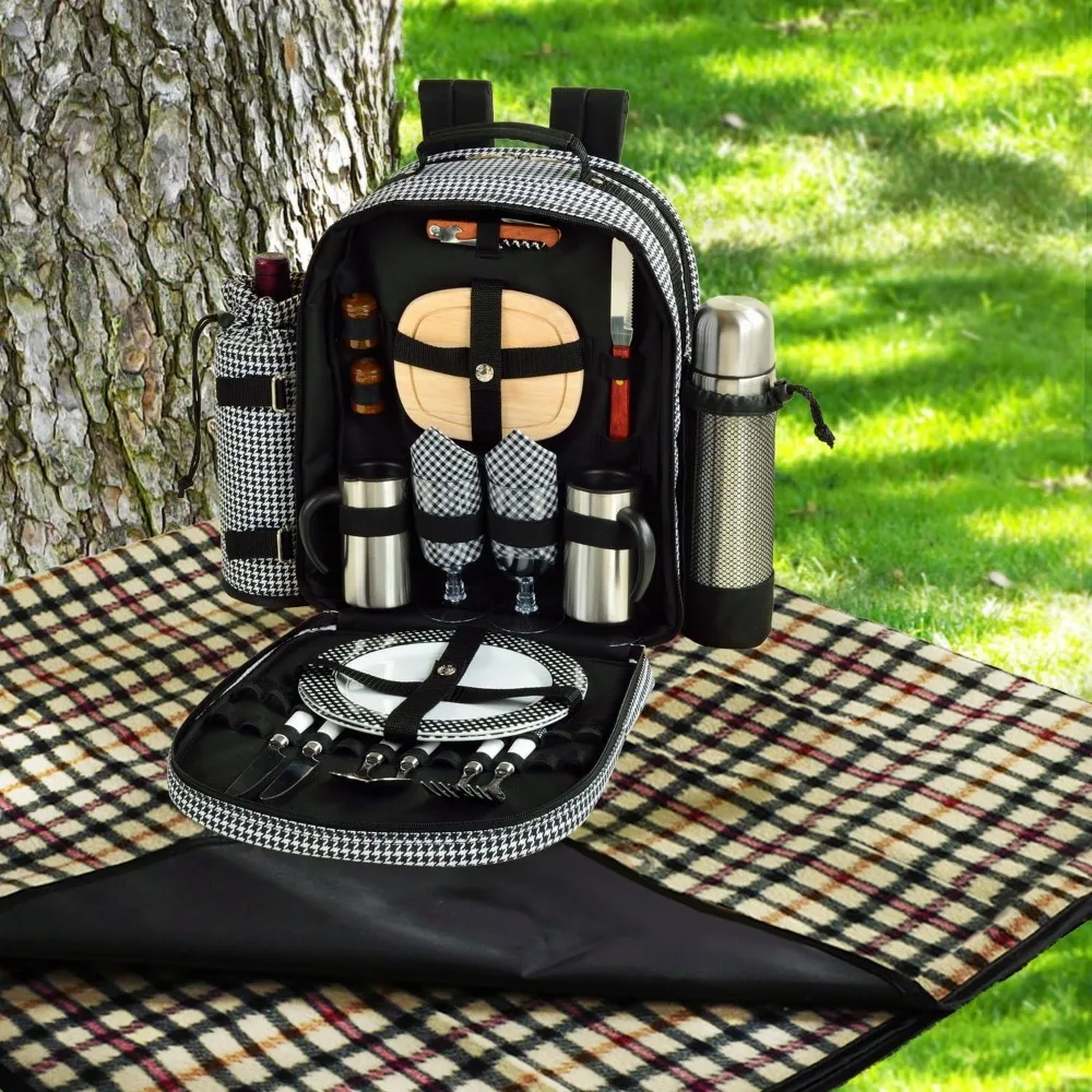 Equipped 2 Person Picnic Backpack with Coffee Service, Cooler & Insulated Wine Holder