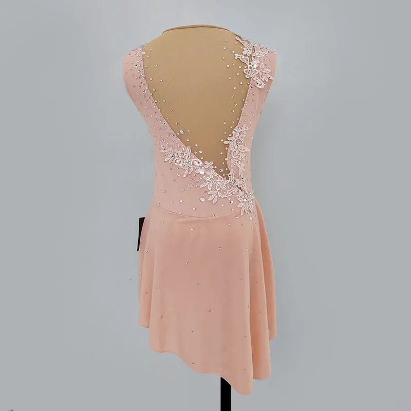 LIUHUO Figure Skating Dress Women Quality Crystals Irregular Skirt Kids Competition Rhythmic Gym Leotards Child BD1263