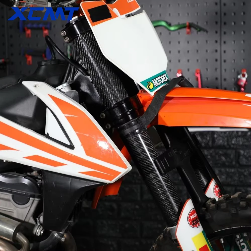 오토바이 탄소 섬유 조절식 프론트 포크 충격 가드 보호대, KTM EXC SX SXF XC XCF XCW 125 250 350 450 530, 160-260mm