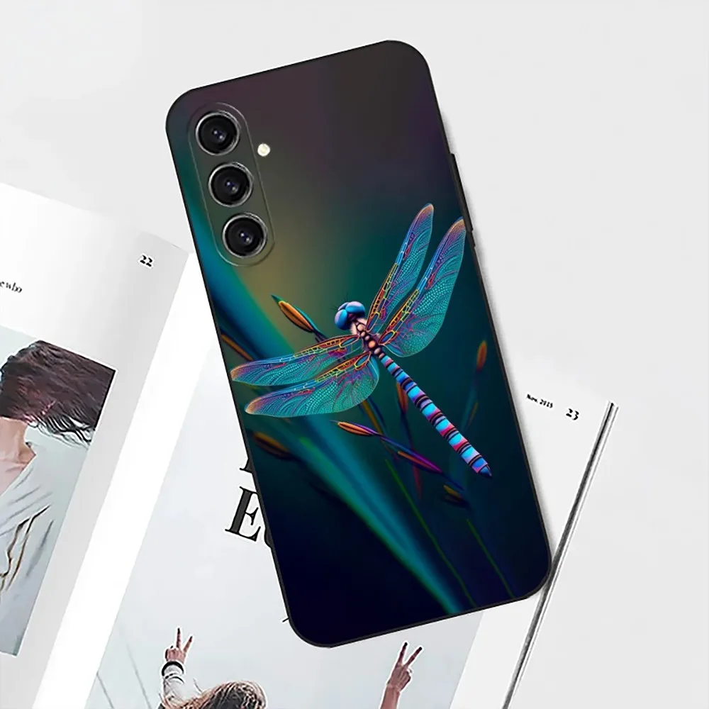 Dragonfly Animal Phone Case For Samsung S24,21,22,23,30,Ultra,S20,Plus,Fe,Lite,Note,10,9,5G Black Soft Cover