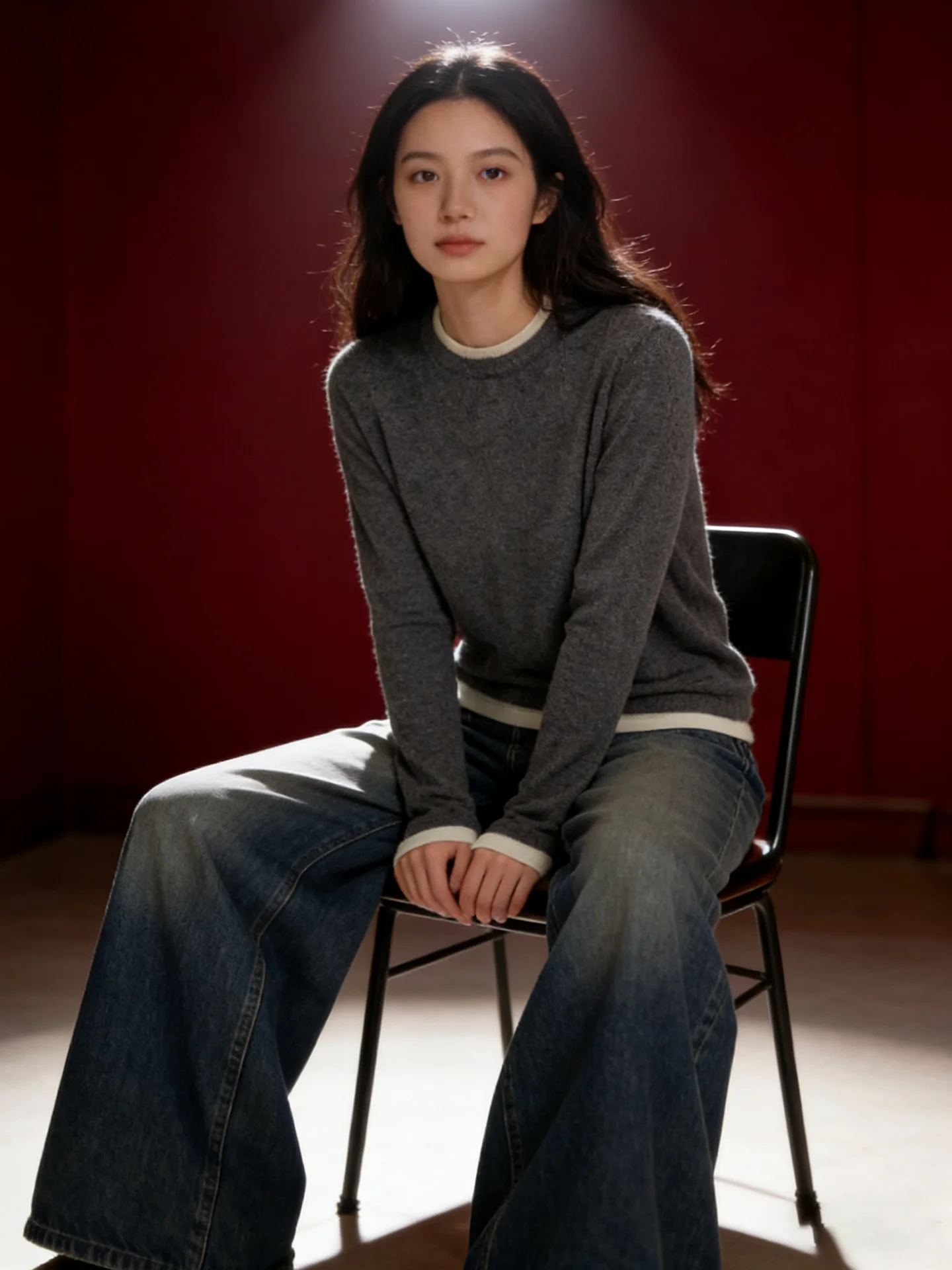 

HUAAPPUW ey adient Color Blo Knitwear, женская трикотажная одежда с круглым вырезом, повседневная, приталенная, из мягкого полиэфирного волокна