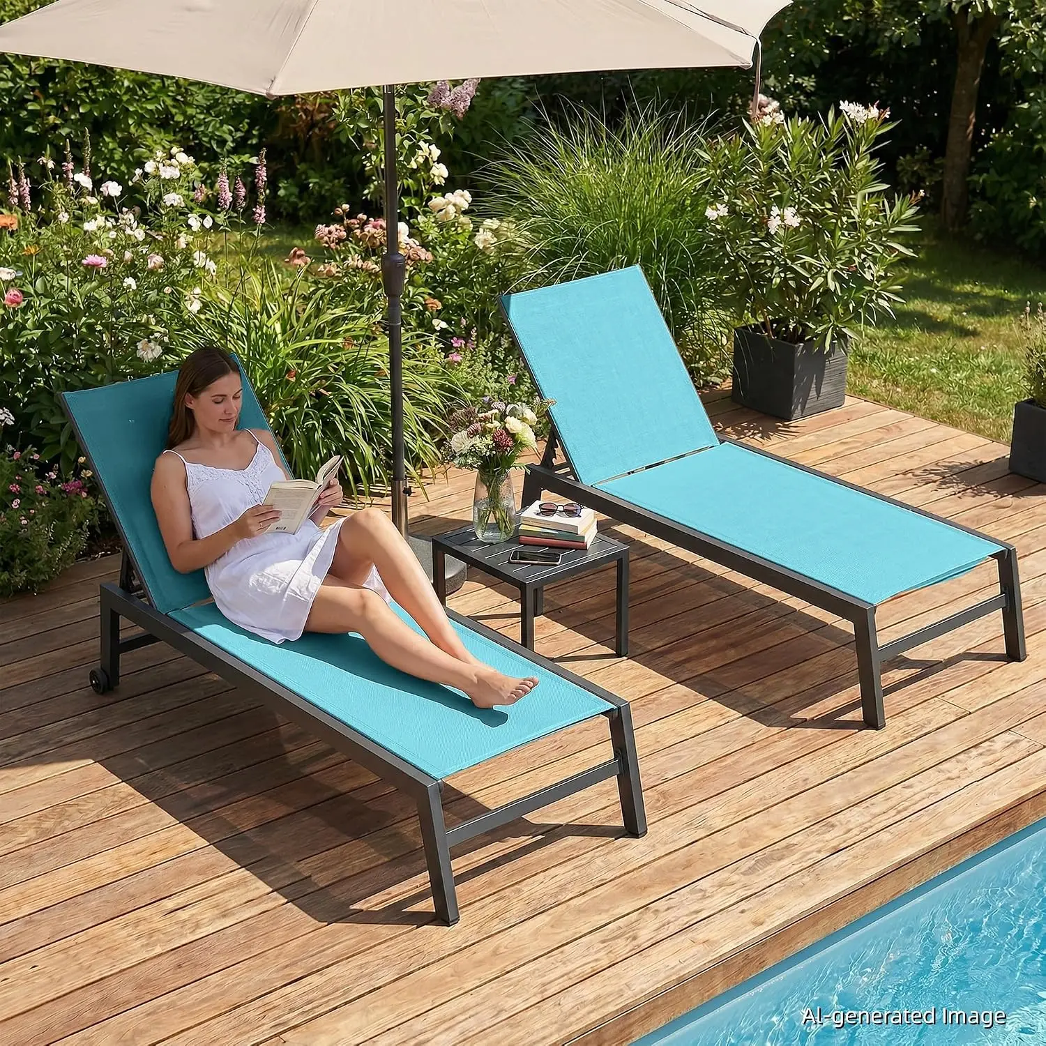 Outdoor Furniture Quick Dry - كرسي استرخاء كبير الحجم، طقم من