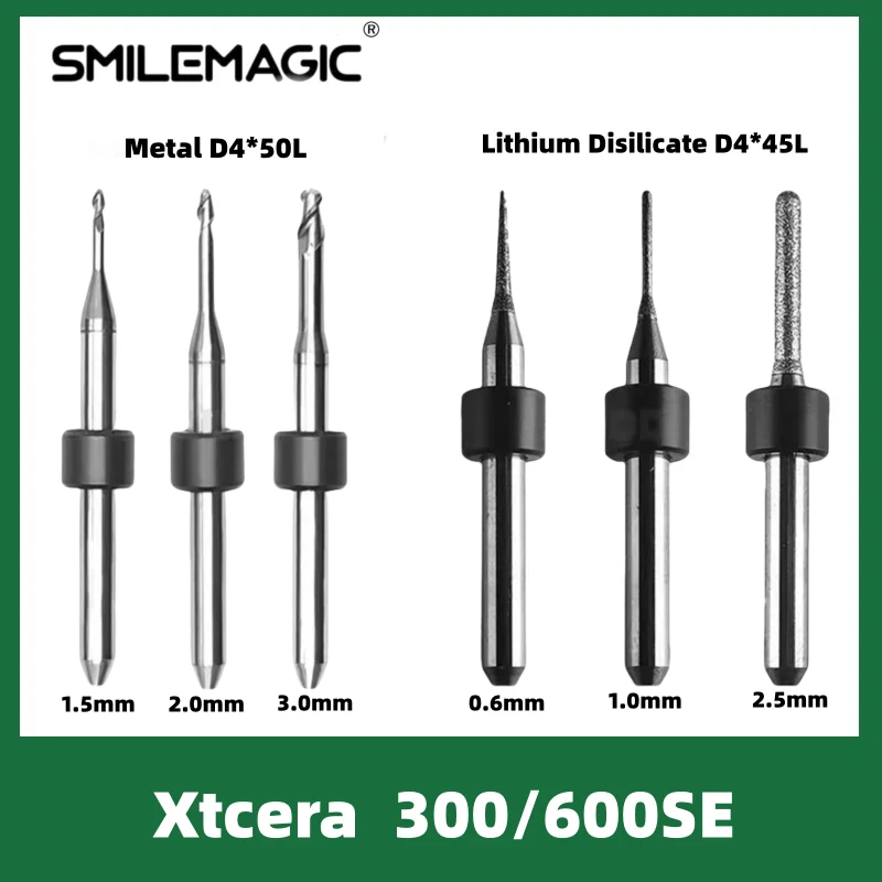 XTCERA 300/600SE Milling Burs D4 Metal/Lithium Disilicate Milling Cutter for Emax Grinding Burs Dentistry Lab Rotary Tools