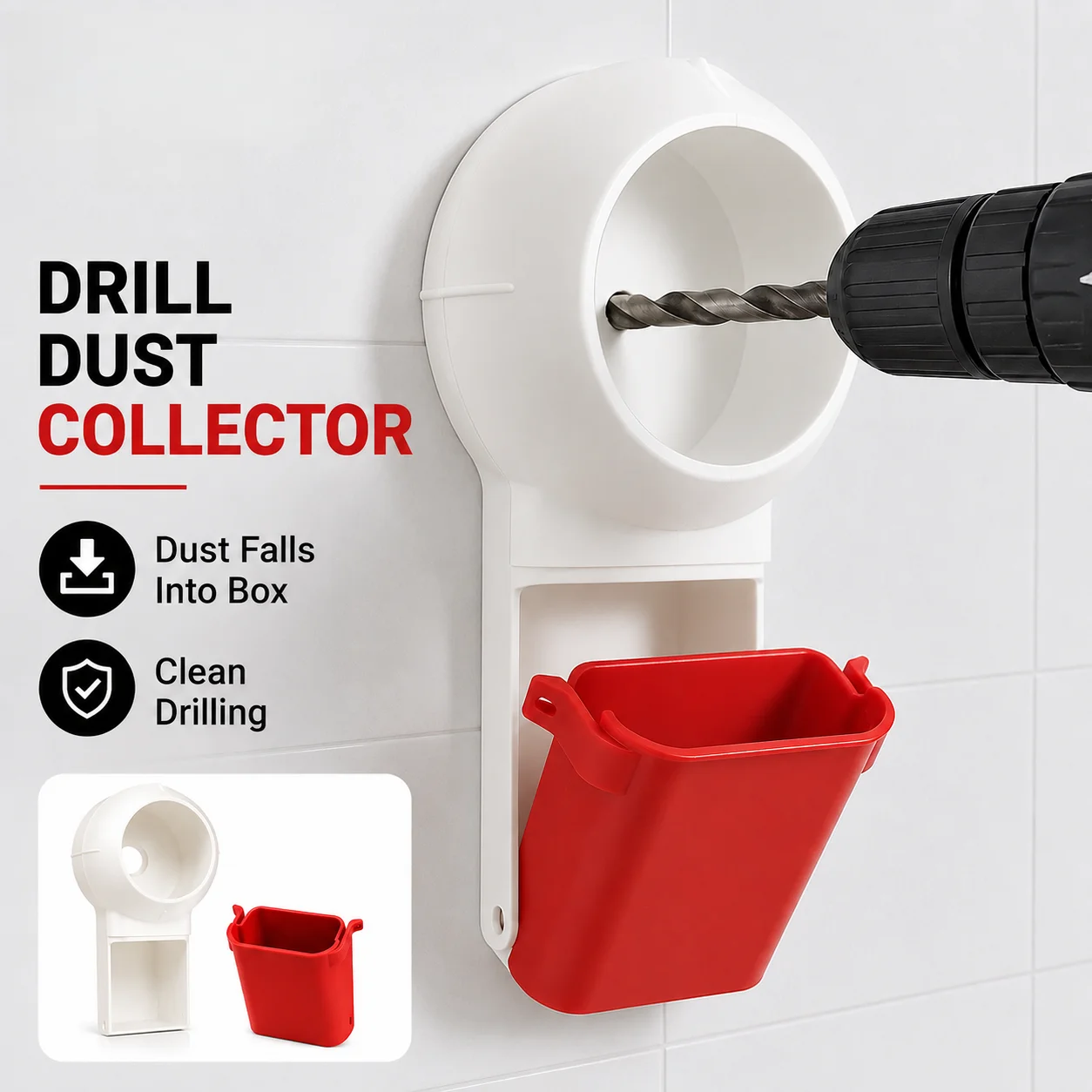 Rafford 1Pc Drill Dust Collector Box Wall Drilling Sawdust Catcher Removable Dust Cup for Clean Home DIY Renovation
