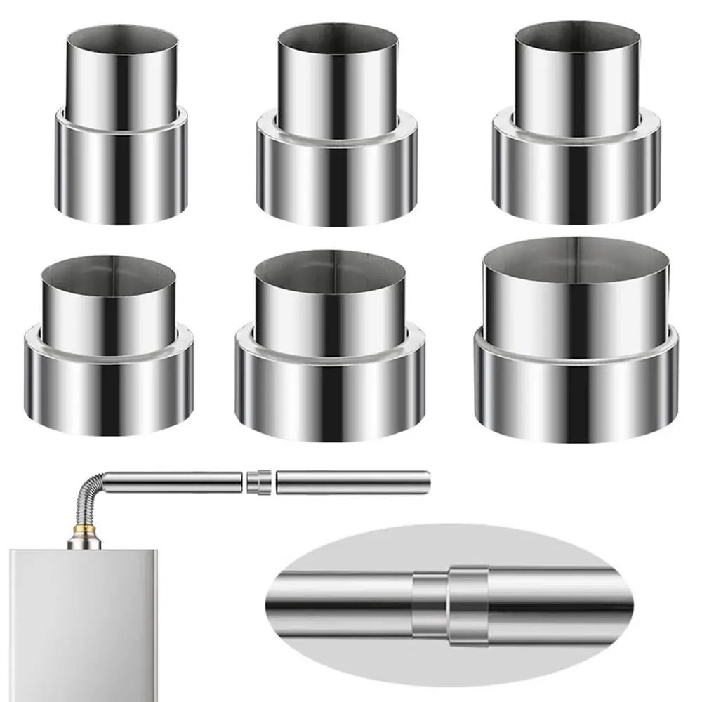 Stainless Steel Exhaust Pipe Reducer Adapter Multiple Sizes Silver Ventilation Pipe Fittings Portable Ventilating Pipe Connector