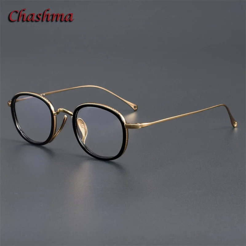 Chashma Prescription Glasses Round Gafas Men Eyeglasses Frames Top Quality Acetate Pure Titanium Women Fashion Optical Eyewear