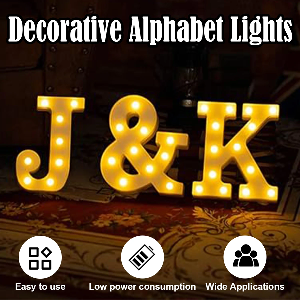 

22cm Night Light English Letter Party Decoration Luminous Letters Lighting Decor Battery Powered Warm White 3000K Lights Room Up