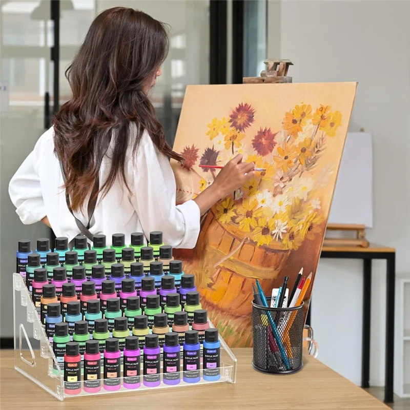 AEE7-Transparent Paint Storage Box, Miniature Paint Rack 7-Layer Paint Storage Rack, Craft Paint Storage Rack