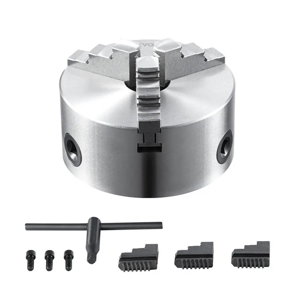 

3Jaw for lathe Chuck 6Inch SelfCentering Chuck 014to63in 35to160mm Clamping Range Tkey Fixing Screws Reversible Jaws for lathe
