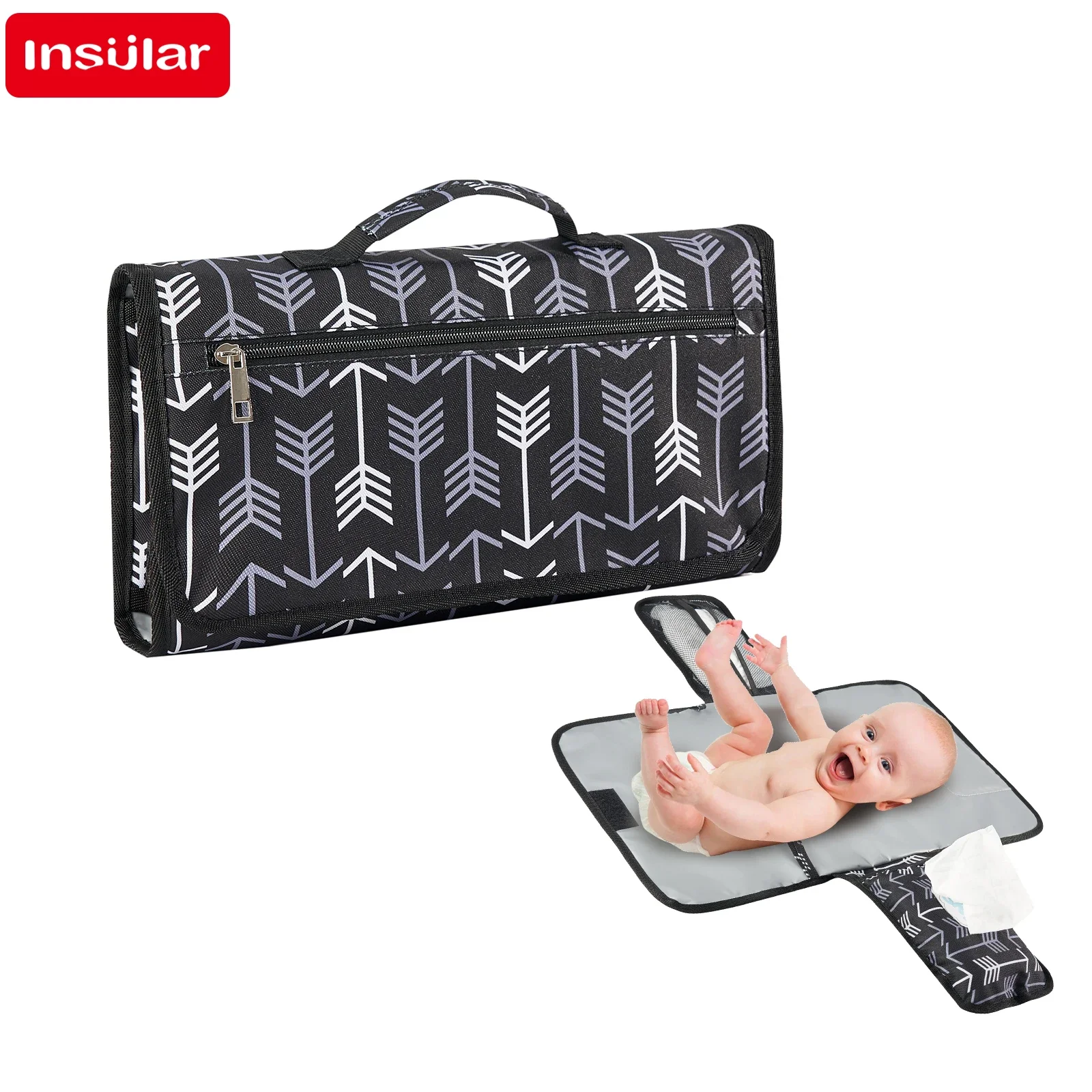 New3-in-1Waterproof Changing Pad,Diaper Travel Mat,andPortable Baby Diaper Cover with Clean Hand Function and Folding Diaper Bag