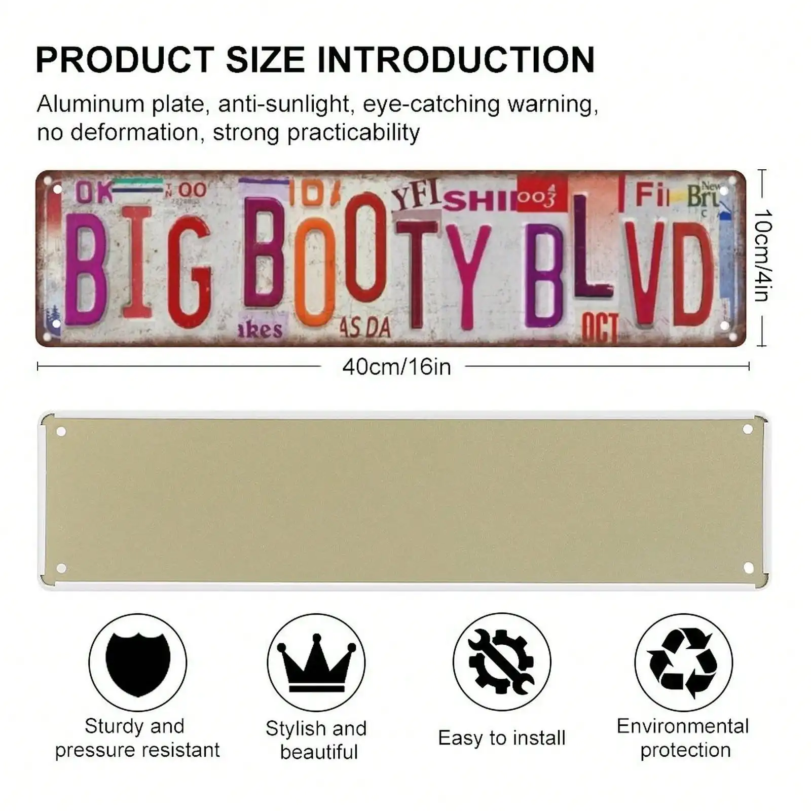 Vintage Big Booty Blvd Wall Decor Street Signs Metal Tin Signs 16 X 4 Inches