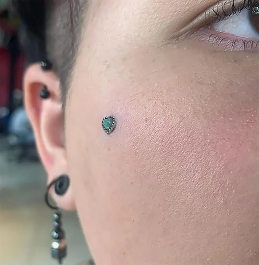 1PC 14G Grade G23 Titanium Opal Dermal Tops and Dermal Base Internally Threaded Opal Heart  Top Piercing  Body Jewelry