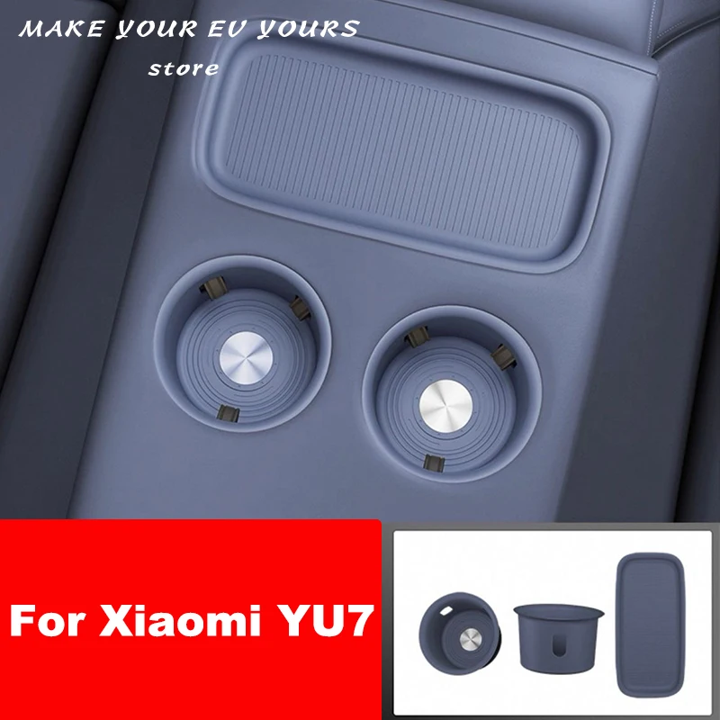 

For Xiaomi YU7 2025 2026 Rear Armrest Silicone Water Cup Storage Box Storage Pad Interior Accessoriess