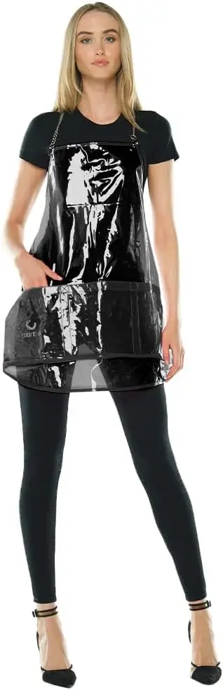 

Прозрачный фартук для стилиста, универсальный размер, регулируемые цепочки, устойчивый к химикатам и водонепроницаемый, винил.