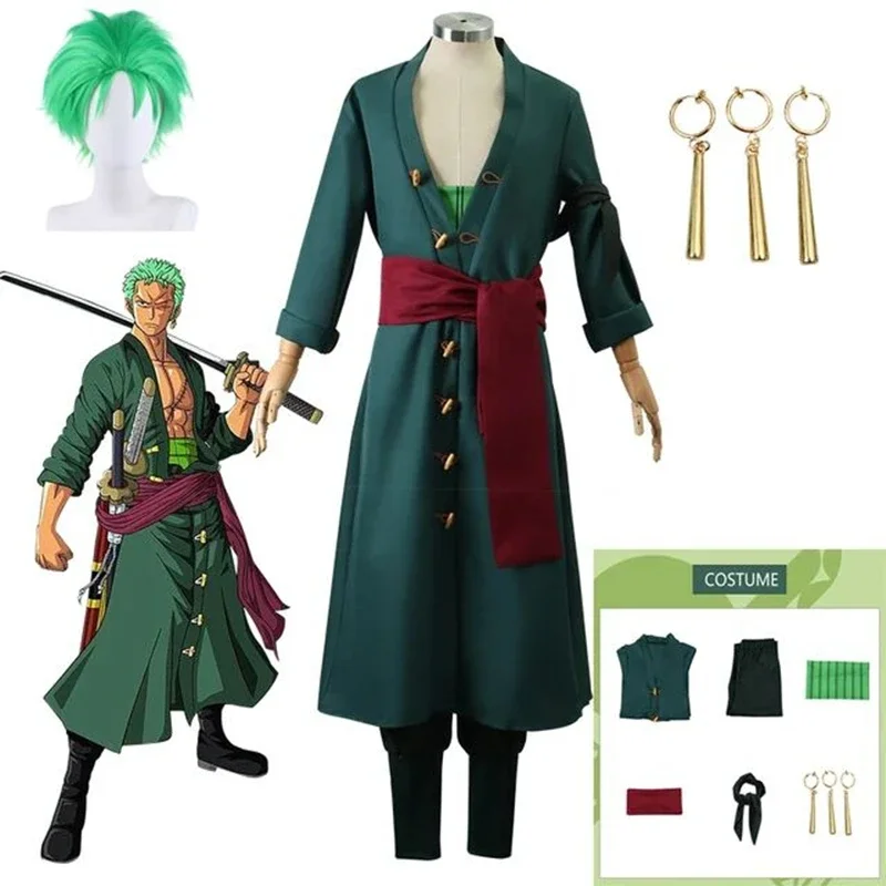 

Kostum Cosplay Anime Roronoa Zoro Kostum Halloween Pakaian Peran Kimono Pakaian Seragam Pesta Set Lengkap