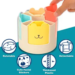 Pen Holder 360-Degree Rotating, Desk Organizer with 4 Detachable Slots for Office, Home and School