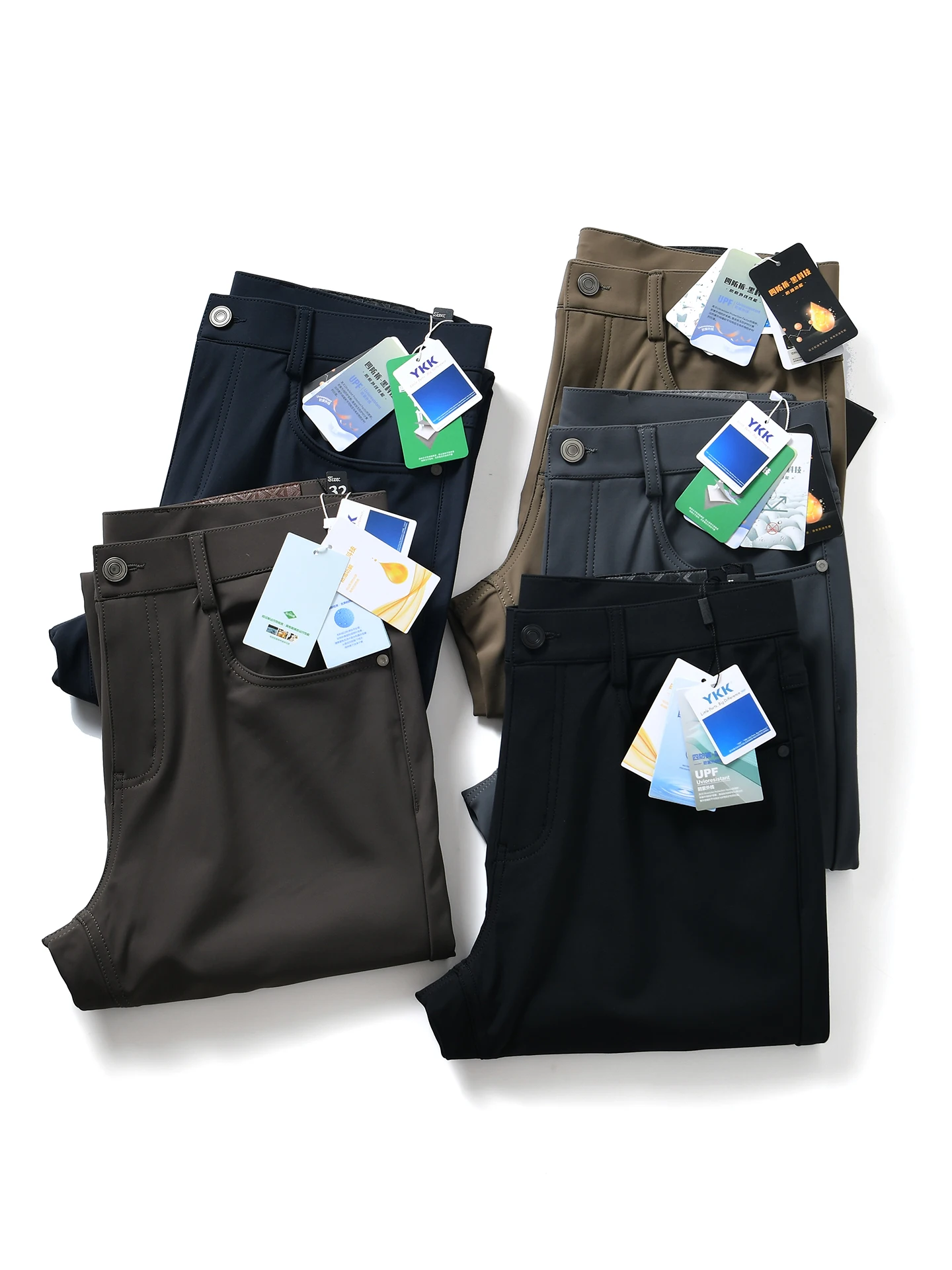High-End Business Men's Straight Leg Casual Pants Four-Way Stretch Nylon Polyester Blend Zipper Fly Black Tech Autumn Winter