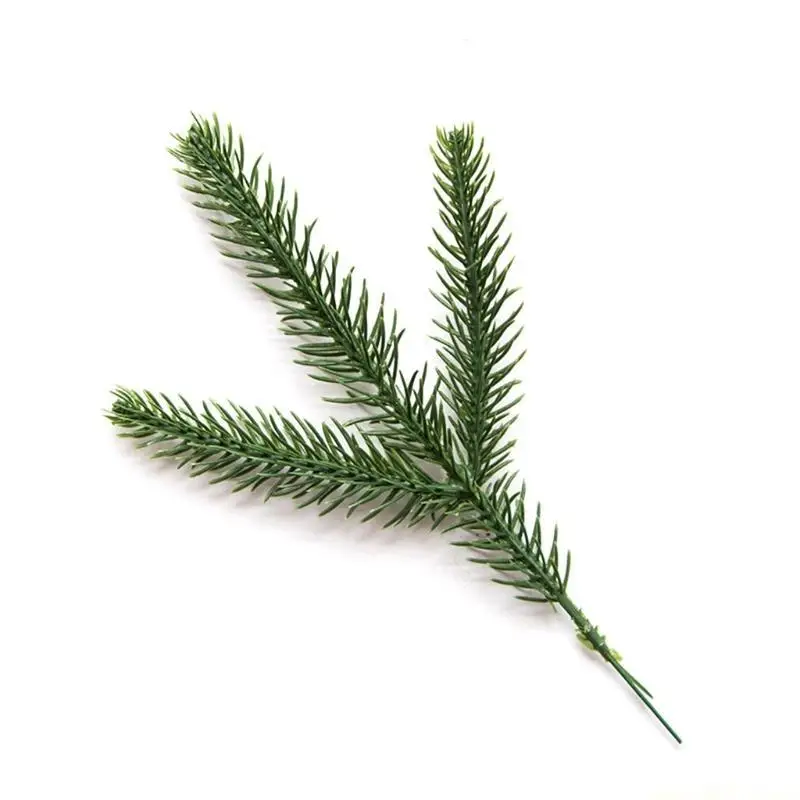 QX2E Christmas Artificial Leaves Simulation Pine Tree Branch for DIY Flower Arrangement Home Christmas Festival Party Decoration