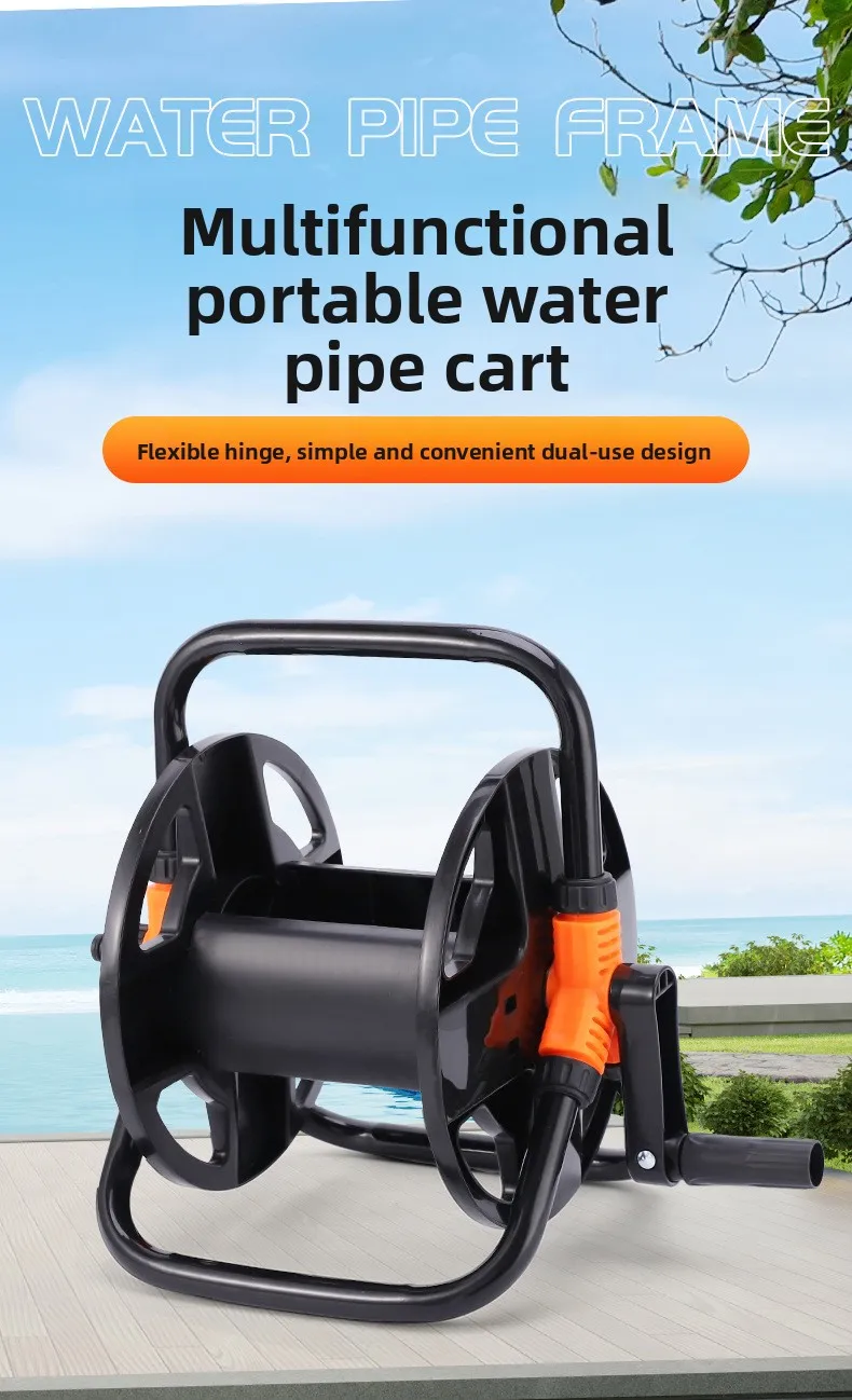 Heavy Duty Garden Hose Reel Cart, 20M Retractable Water Pipe Winding Rack for Car Washing & Outdoor Water Storage
