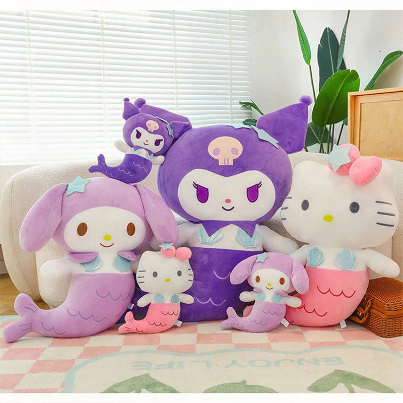 

75cm Sanrio Kawaii Transformation Mermaid Plush Toy Stuffed Animal Kids Doll Gift for Girls Birthday Xmas Present Soft Baby Doll